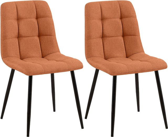 CLP 2er Set Esszimmerstühle Tilde, moderne gepolsterte Küchenstühle mit gestepptem Stoffbezug und Metallgestell - Bild 1