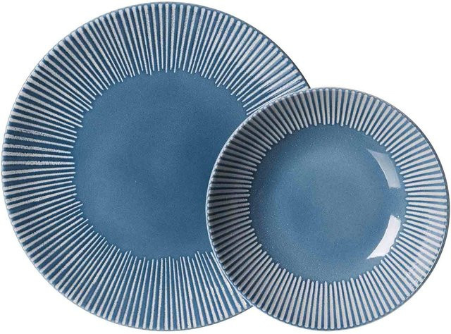Ritzenhoff & Breker Tafelservice Banda 12-teilig Blau gestreift aus Keramik - Bild 1