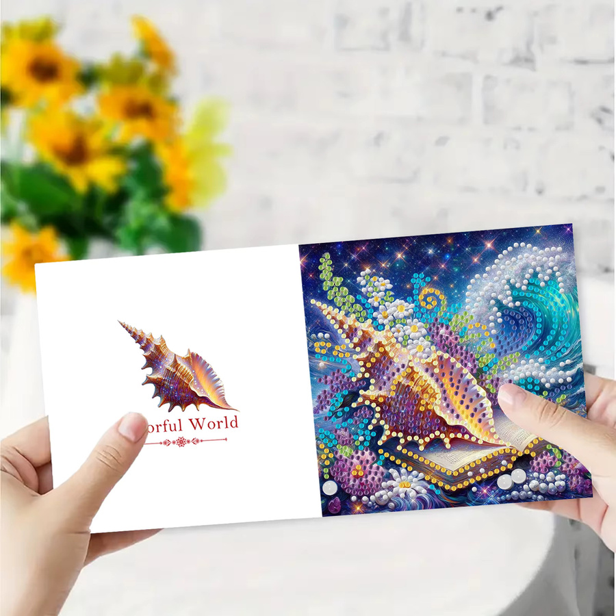 6er-Set DIY Diamantmalerei Grußkarten mit Shell-Muster in Multicolour aus Papier - Bild 4