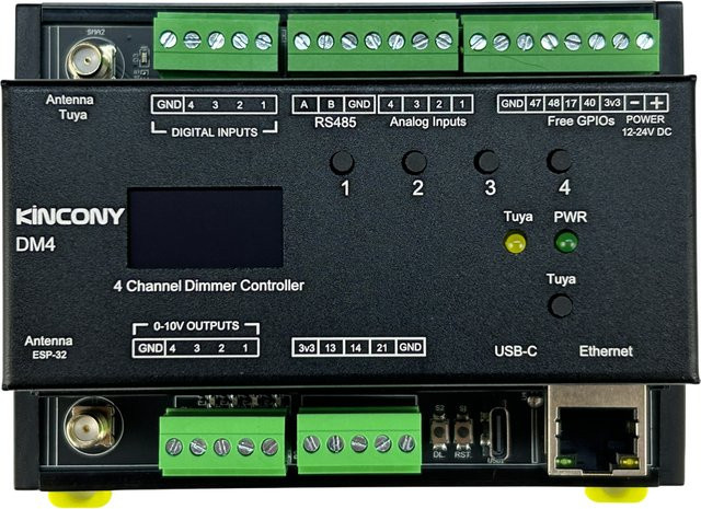KinCony DM4 ESP32S3 Dimmer-Modul 4-Kanal in Schwarz für Home Assistant ESPhome MQTT - Bild 1