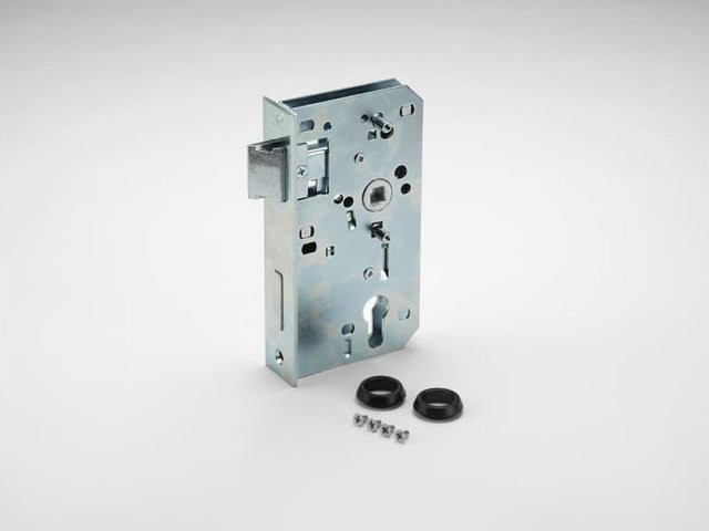 AMF Ersatzschloss 140U für Schlosskasten 40mm, Dornmaß 60mm, verzinkt, Farbe: Silber - Bild 1