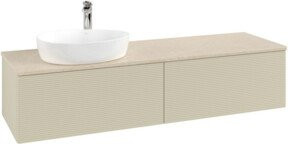 V&B Waschtischunterschrank Antao mit Frontstruktur in Grau lackiert, Breite: 160 cm, Tiefe: 50 cm - Bild 1