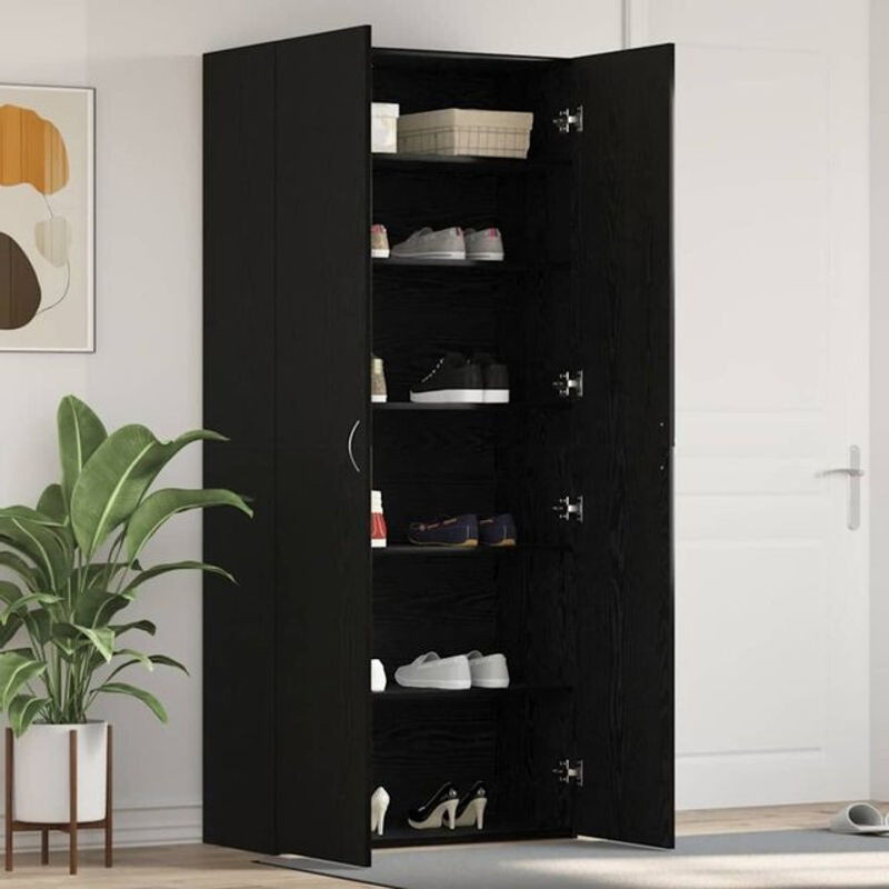 Vidaxl Schuhschrank Modern mit Drehtüren in Schwarz aus Holzwerkstoff, B/T/H: 80 x 35,5 x 180 cm - Bild 1