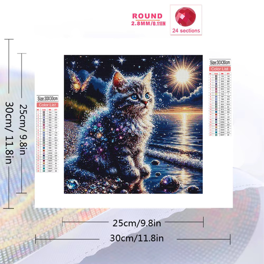 EverShine Diamant-Mosaik Katzenbild mit Strass-Stickerei als DIY Diamantmalerei Küstenlandschaft in Multicolour B/B/H: 20 x 20 x 20 cm - Bild 2