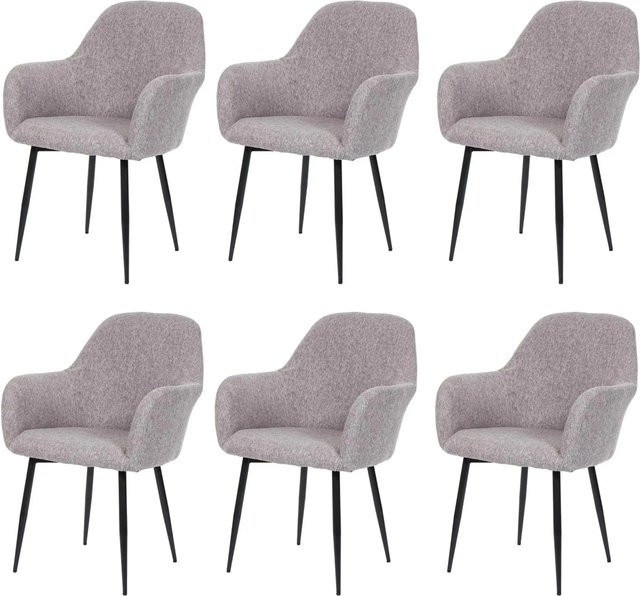 6er-Set MCW Esszimmerstühle F18 im Retro Design aus grauem Samtstoff mit schwarzen Beinen - Bild 2