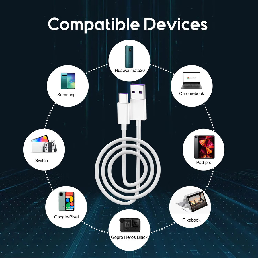 Nnbili USB Typ C Kabel für schnelles Laden mit 5A und 480Mbps Datenübertragung in Beige oder Weiß - Bild 5