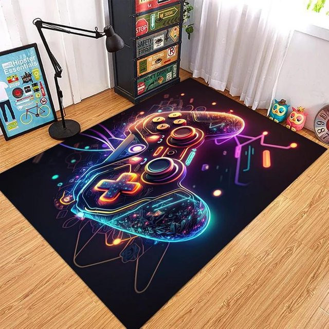 Lodestar Gamer Teppich mit geometrischem Neon-Design, bunt, B/B: 120 x 160 cm - Bild 1