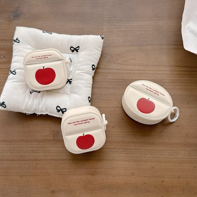 Stoßfeste Schutzhülle mit rotem Apfel-Design für Huawei FreeBuds 7i 6i SE3 2 Pro4 3 FreeClip 2 in Rot und Weiß - Bild 1