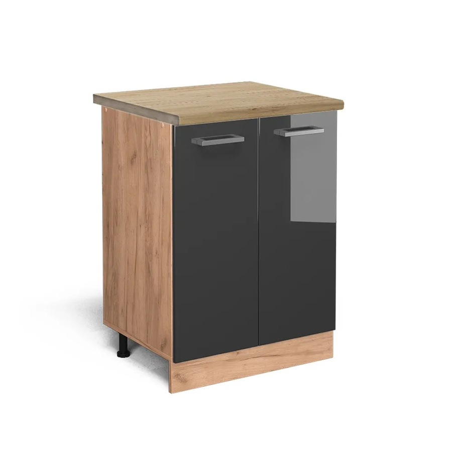 Vicco Küchenunterschrank R-Line in Anthrazit Hochglanz und Eiche, B/T/H: 60 x 60 x 81,6 cm - Bild 2
