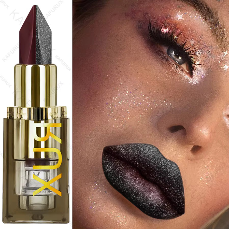KAFURUX Lippenstift, 11 Farben, zweifarbig, glitzernd, matt, Unisex - Bild 3