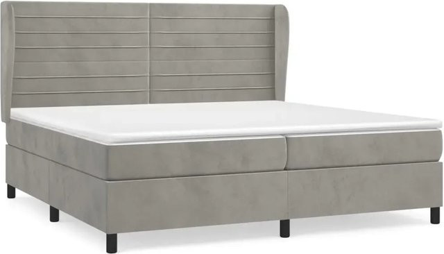 vidaXL Boxspringbett mit Matratze in Hellgrau, Hybrid-Design mit Taschenfederkern und Samtbezug, B/T: 200 x 200 cm - Bild 1
