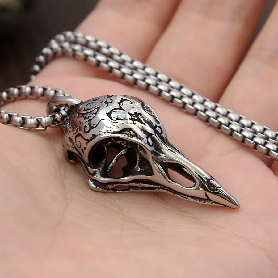 NORTHMAN Anhänger Odin Krähe Schädel, Edelstahl, Silber, Unisex - Bild 3