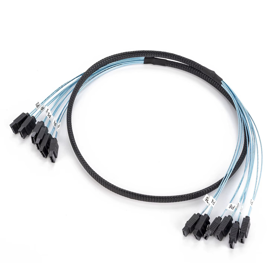 SATA 3.0 Datenkabel Set für SSD, Festplatten und NAS-Server, 7-Pin SAS 6Gbps, Farbe: Blau - Bild 2