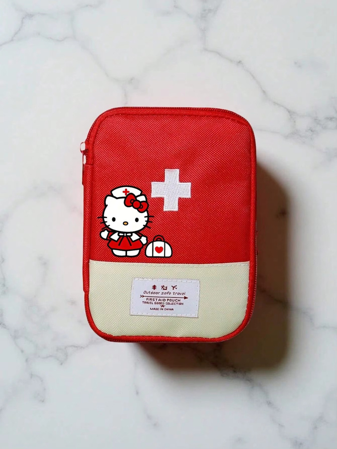 Sanrio Tragbare Erste-Hilfe-Tasche aus Stoff mit Griffen in Blau oder Rot - Bild 3