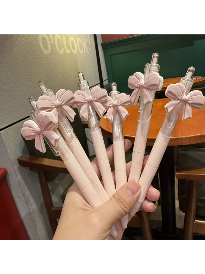 10 Stück rosa Gelstifte mit Schleifenknoten-Design als Klick-Kugelschreiber - Bild 7