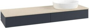 V&B Waschtischunterschrank Antao mit Frontstruktur und Beleuchtung in Botti Matt Blau lackiert, B/T: 160 x 50 cm - Bild 1