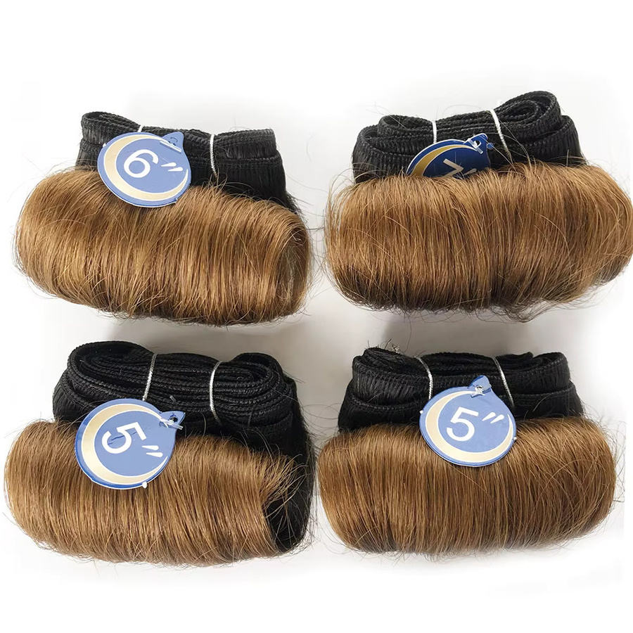DAYFLY Echthaarverlängerung, Brasilianische lockige Haarwebart, 4 Bündel, 1B Afro, 30 cm blonde Echthaar-Extensions - Bild 1