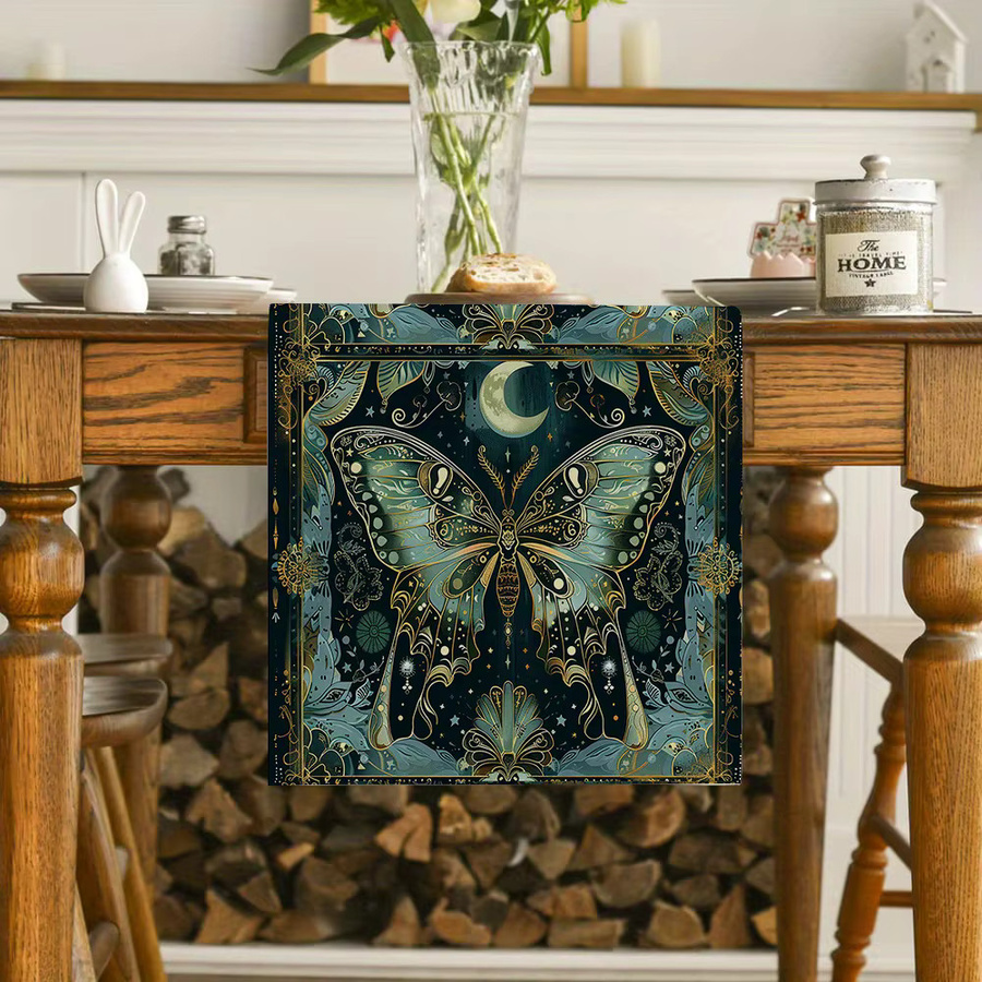 VIKAMA Tischläufer mit Schmetterlings- und Mond-Motiv, rechteckige Tischdecke aus Polyester, Mehrfarbig, B: 90,0 cm, H: 33,0 cm - Bild 3