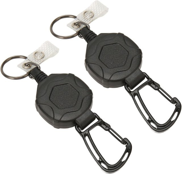 Igeteck Schlüsselanhänger, Karabiner, ID-Ausweishalter, Stahlseil, black, Unisex - Bild 1
