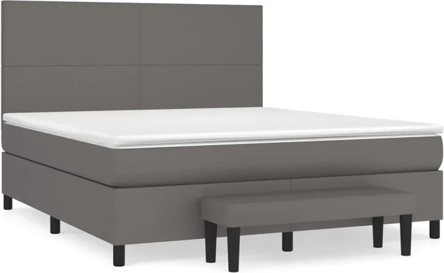 vidaXL Boxspringbett mit Matratze Grau, Hybridbett mit Taschenfederkern, B/T: 160 x 200 cm - Bild 1