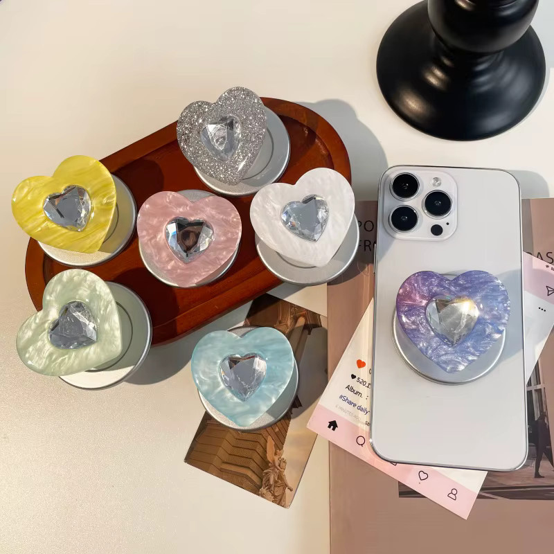 Korea Glitter Heart Diamond MagSafe Magnetischer Telefonhalter für iPhone 18 und Samsung Faltbarer Erweiterbarer Ringhalter - Bild 3