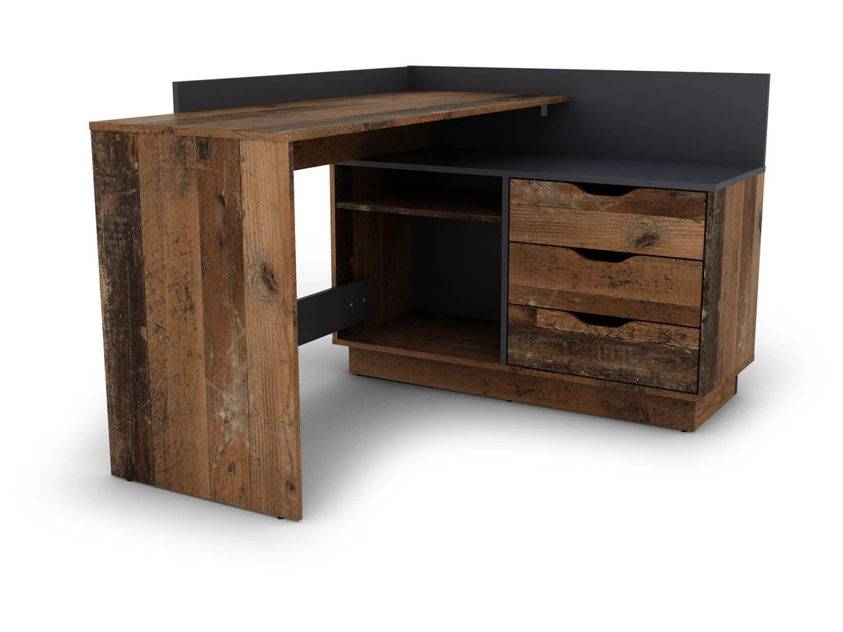 byLIVING Winkelschreibtisch BELFAST in Old Wood und Anthrazit, B: 129 cm, H: 84 cm, T: 105 cm - Bild 3