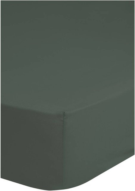 Mako-Satin Spannbetttuch aus Baumwolle in Grün, B/T: 90 x 200 cm - Bild 1