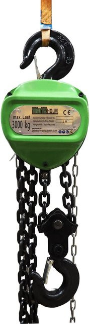 TRUTZHOLM Kettenzug HSC mit Doppelbremse, Tragkraft 3000 kg, Hubhöhe 3 m, Farbe Grün - Bild 1