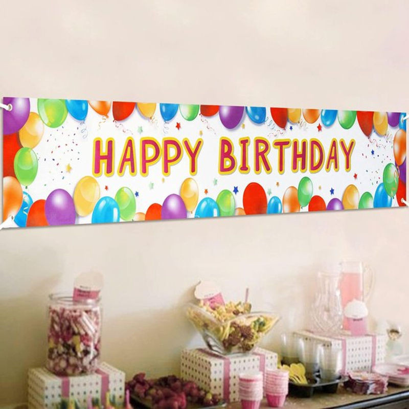 VIKAMA Geburtstagsbanner Alles Gute zum Geburtstag Dekoration für Outdoor und Foto-Requisiten, mehrfarbig, B/H: 183 x 30 cm - Bild 1