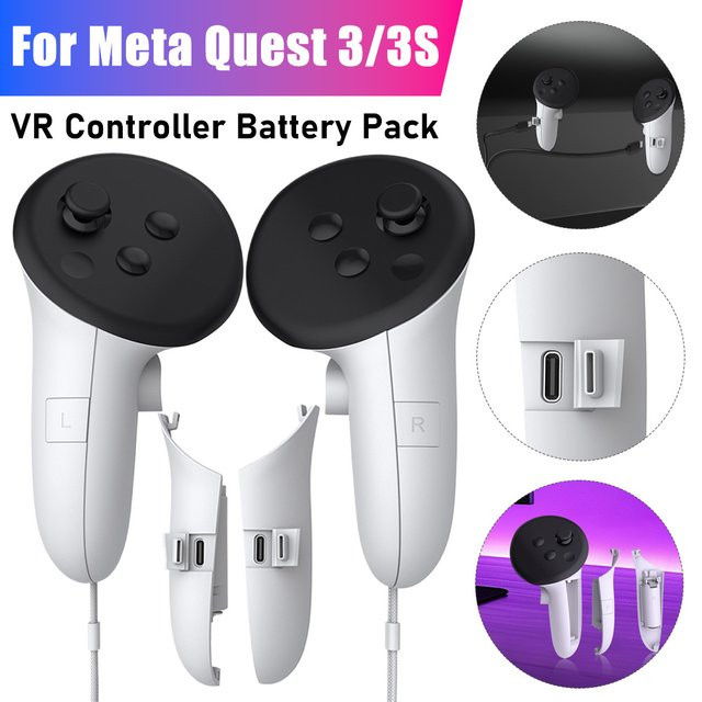 APWIKOGER Wiederaufladbare Controller-Griffe und Akku-Pack für Meta Quest 3S und Meta Quest 3 VR-Headset, Farbe: Weiß - Bild 1