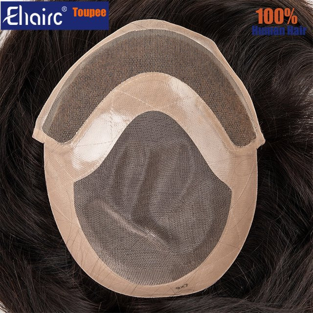EHairc Toupet Männer, Lace Front & Mono Top, 100 % Echthaar, Herren - Bild 1