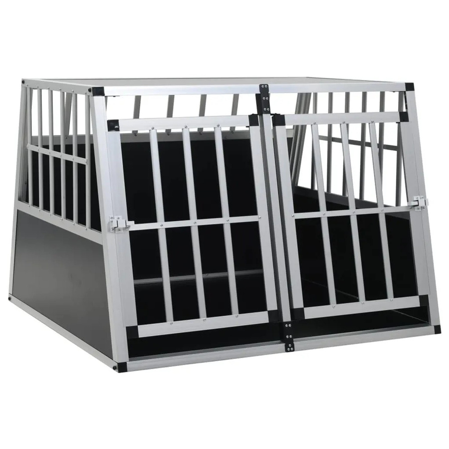 vidaXL Hundetransportbox mit Doppeltür in Silber, B/T/H: 94 x 88 x 69 cm - Bild 2