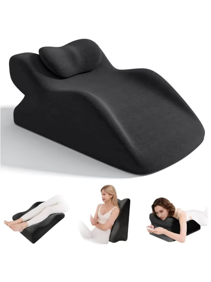HGTUGO Ergonomisches Memory-Schaum Keilkissen in Grau zur Schmerzlinderung als Bauchlagekissen und Beinstützkissen - Bild 7