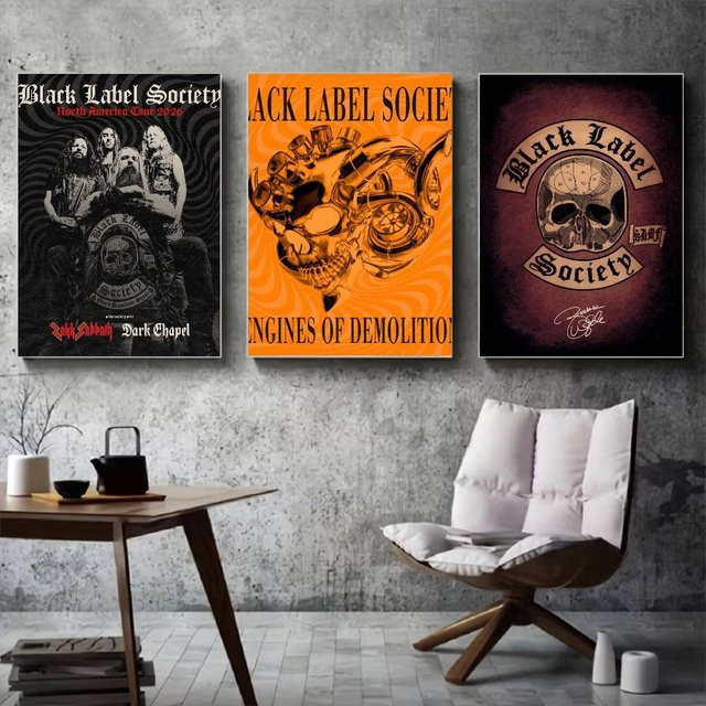 B-Black Label S-Society Poster Modern Black B/H: 30,0 x 21,0 cm - Bild 1