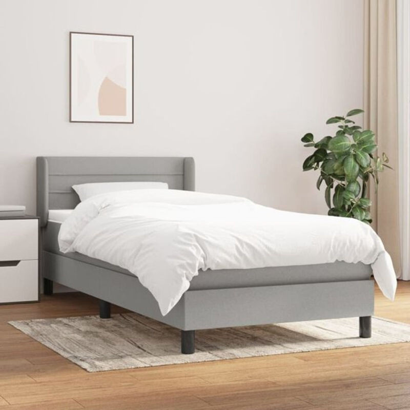 vidaxl Boxspringbett mit Matratze aus Stoff in Grau B/T/H: 90 x 200 cm - Bild 1