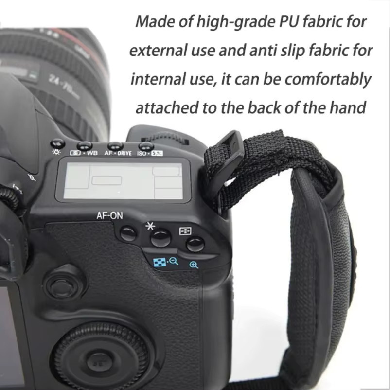 VIKEFON Kamera-Handschlaufe aus schwarzem PU-Leder für Nikon und Canon DSLR-Kameras - Bild 4
