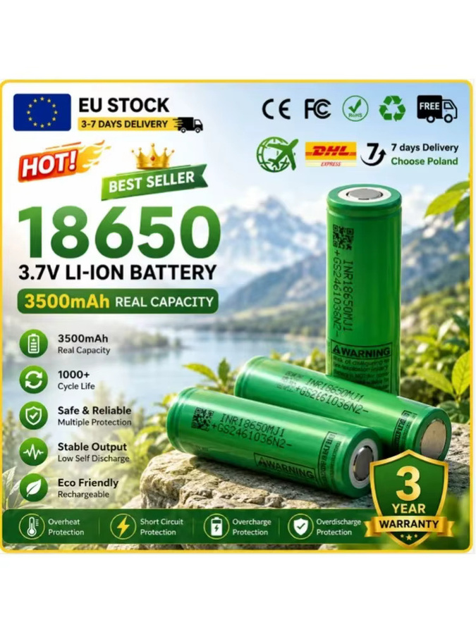 INR18650-MJ1 18650 Akku 3,7V mit 3500mAh Kapazität in Grün - Bild 6