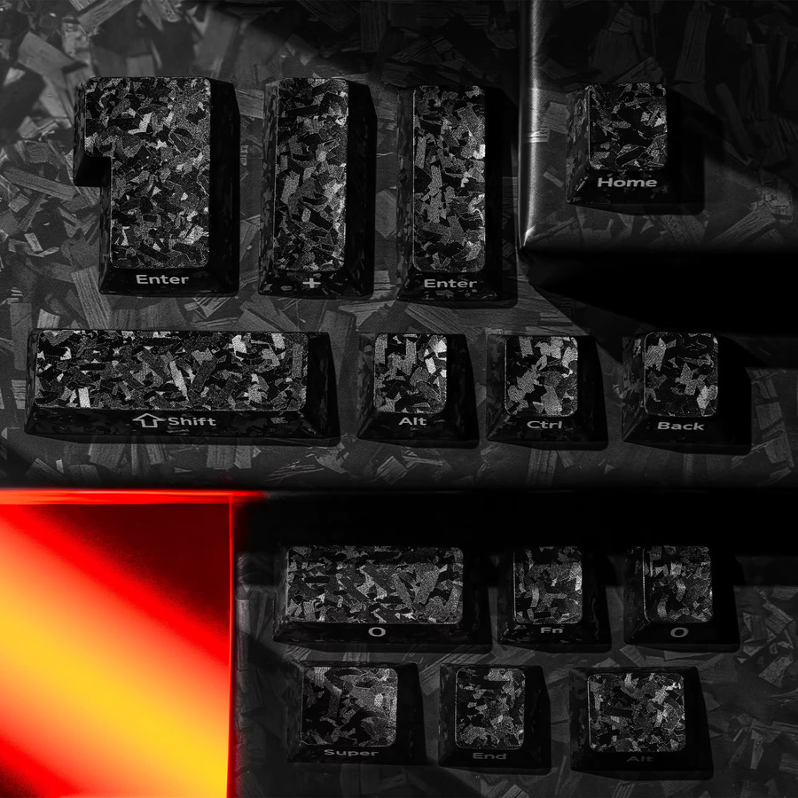 XVX PC-Tastenkappen-Set im Cherry Profile mit geschmiedetem Carbon-Look in Schwarz - Bild 2