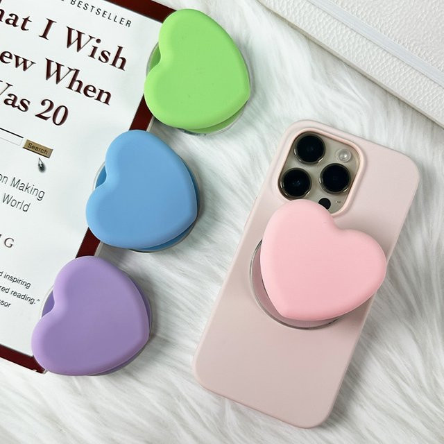 Magnetische Silikon-Liebesherz-Halterung im koreanischen Simple Style für iPhone 17 Pro Max und Samsung faltbare Smartphones, Rot/Mehrfarbig - Bild 1