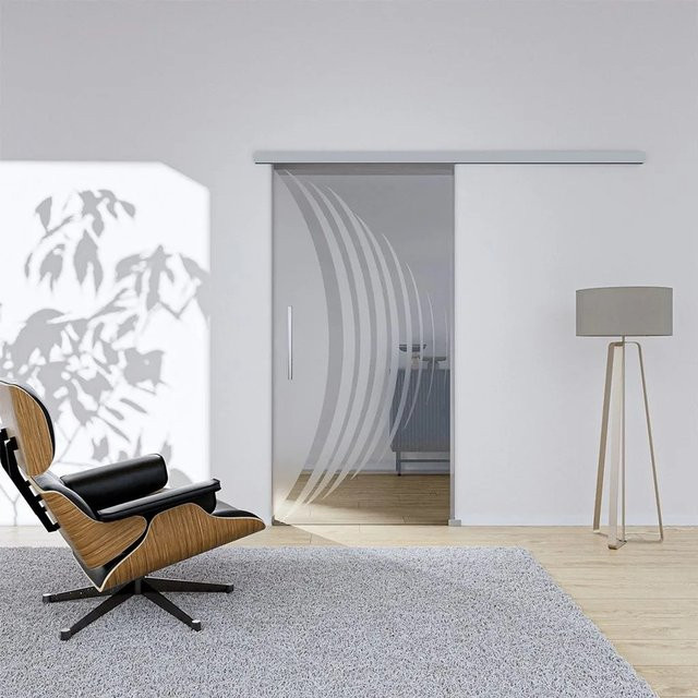 Hansaglas Glasschiebetür Avus 2 Komplettset in Silber mit Griffstange und SoftClose, Glas transparent, B: 102,5 cm, H: 205 cm - Bild 1