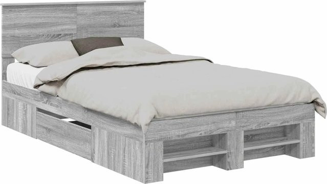 vidaXL Bettrahmen modern in Grau Sonoma aus Holzwerkstoff B/T/H: 120 x 200 cm - Bild 1
