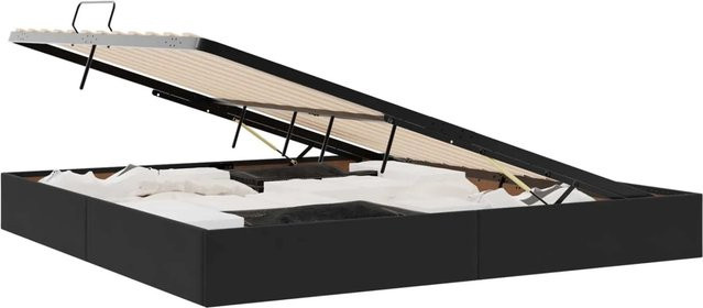 vidaXL Aufbewahrungsbett mit Kopfteil aus Samt und Metall in Schwarz B/T/H: 200 x 200 x 23,5 cm - Bild 1