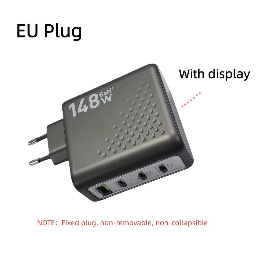 Deepartner 148W GaN Multi-Port Ladegerät mit Display, 4 Anschlüsse (3x USB-C, 1x USB-A) für Schnellladung von Handys und Tablets - Bild 5