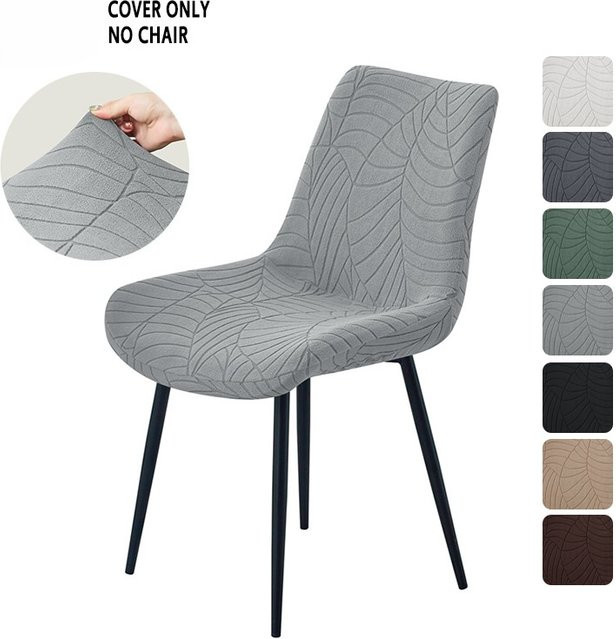 WANERQU Esszimmerstuhlhussen aus Jacquard, elastische Sitzschonbezüge für gebogene Stühle, waschbar - Bild 1