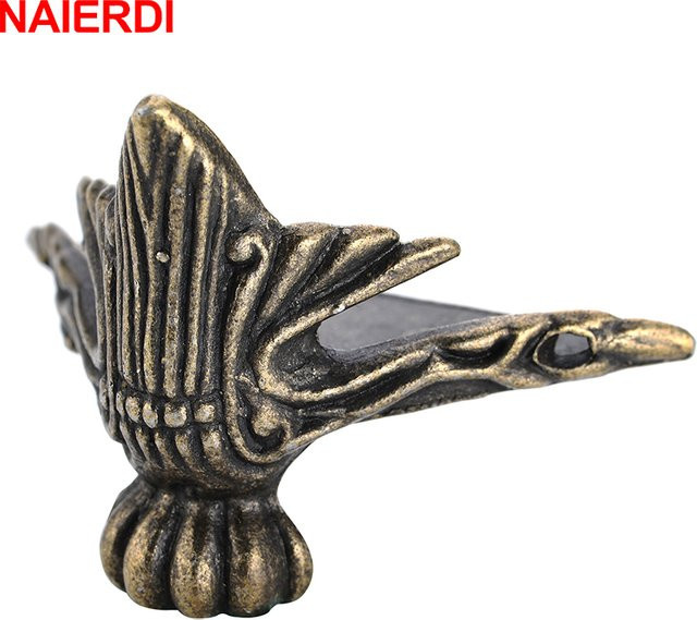 naierdi 4er-Set dekorative Holzkiste-Füße mit Rattan-Schnitzerei, Eckschutz-Dreieck-Halterung für Möbelbeschläge, B/T/H: 4 x 3 x 4 cm - Bild 1