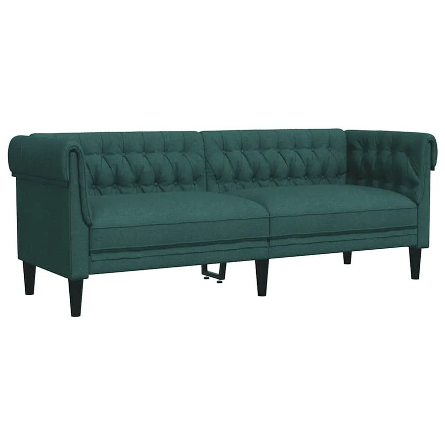 vidaXL Chesterfield-Sofa 3-Sitzer in Dunkelgrün aus Stoff mit Holzrahmen - Bild 2