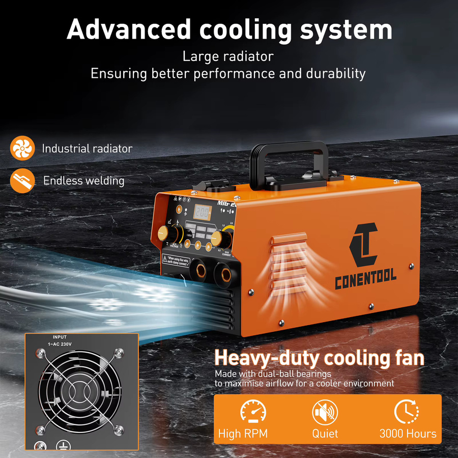 CONENTOOL 220A Inverter-Schweißgerät MMA Elektroschweißmaschine mit IGBT-Technik in Orange - Bild 2
