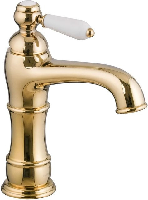 PaulGurkes Nostalgie Waschtischarmatur Gold Einhandmischer aus Messing mit Wassersparfunktion - Bild 1