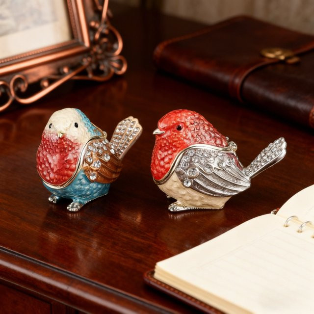 Spatz Schmuckschatulle aus Metall mit Flip Cover, staubdicht, blau/mehrfarbig - Bild 1