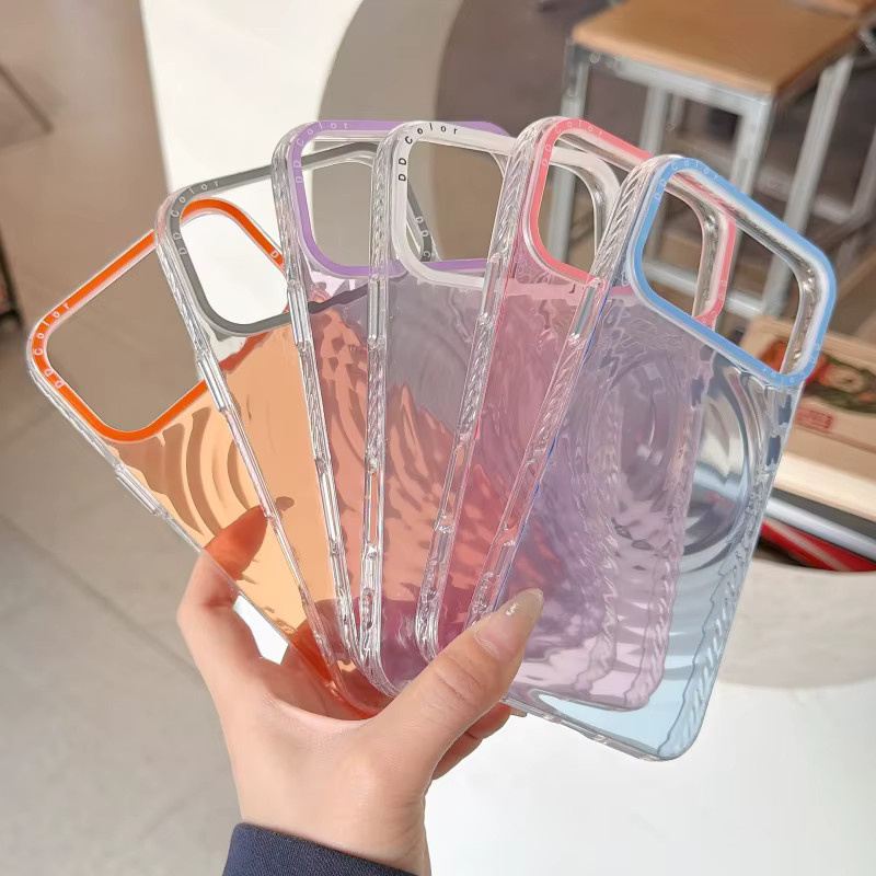 SUNWARD Handyhülle mit Wellenmuster für iPhone 17 16 15 14 Pro Max, transparentes mattes Silikon, Pink - Bild 2